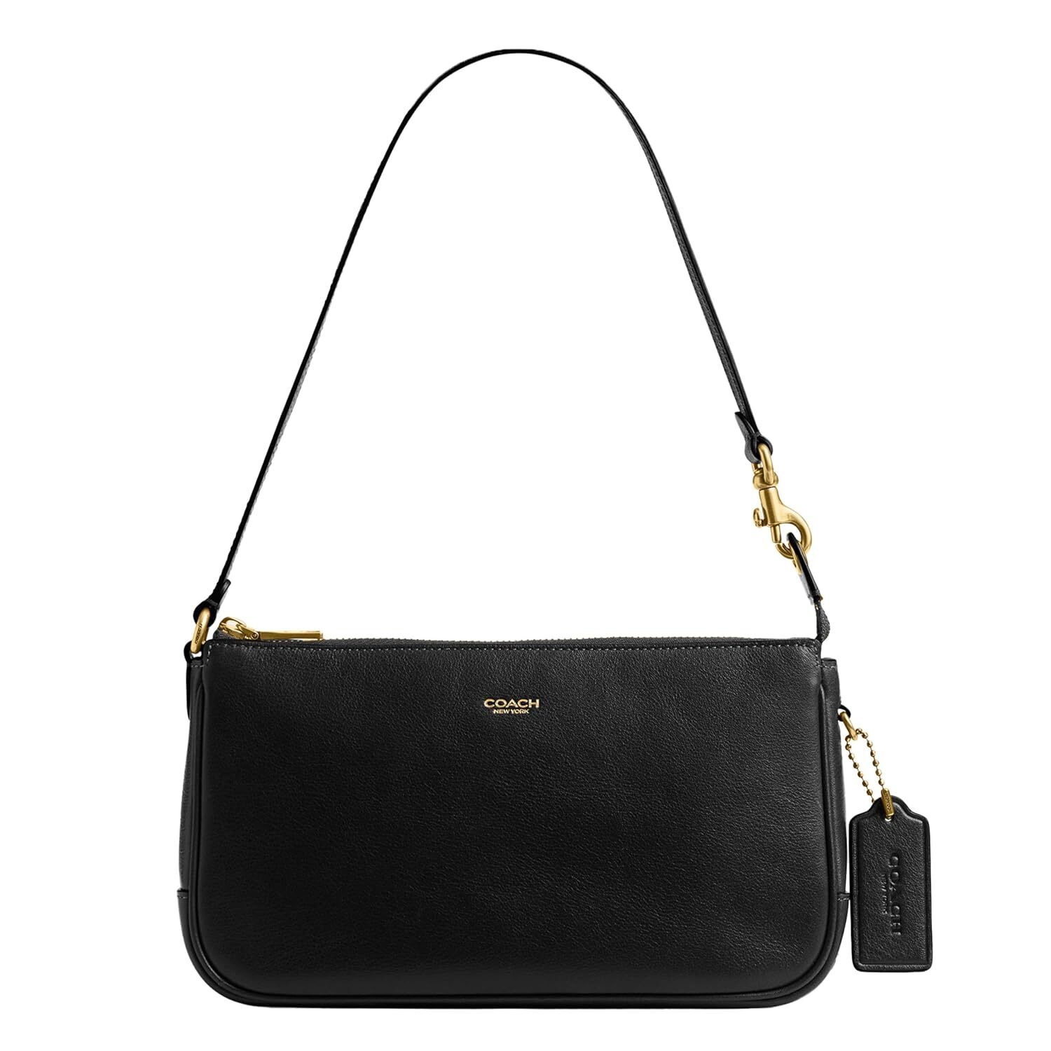 Women's Natural Grain Leather Plaza Bag, Black, One Size
